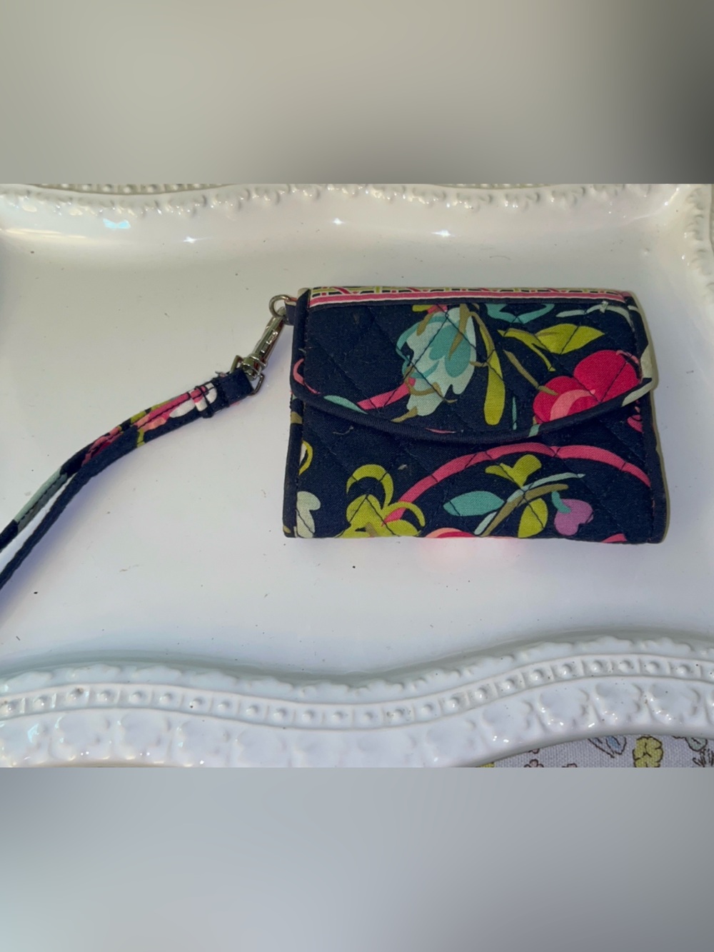 Vera Bradley Trifold Wristlet Wallet in Ribbons Pattern